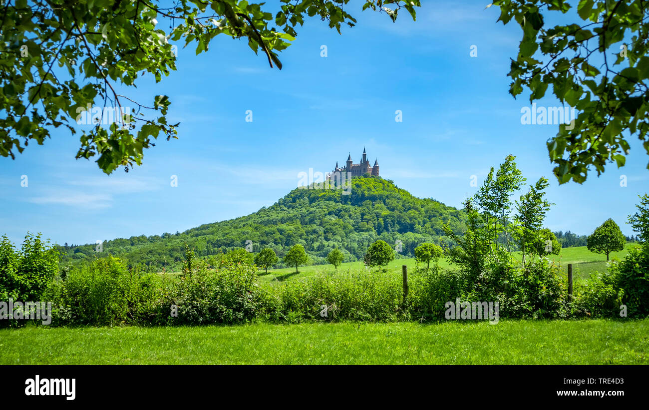 Castle Hohenzollern near by Bisingen in the state of Baden-Wuerttenberg, Germany, Germany, Baden-Wuerttemberg, Bisingen Stock Photo