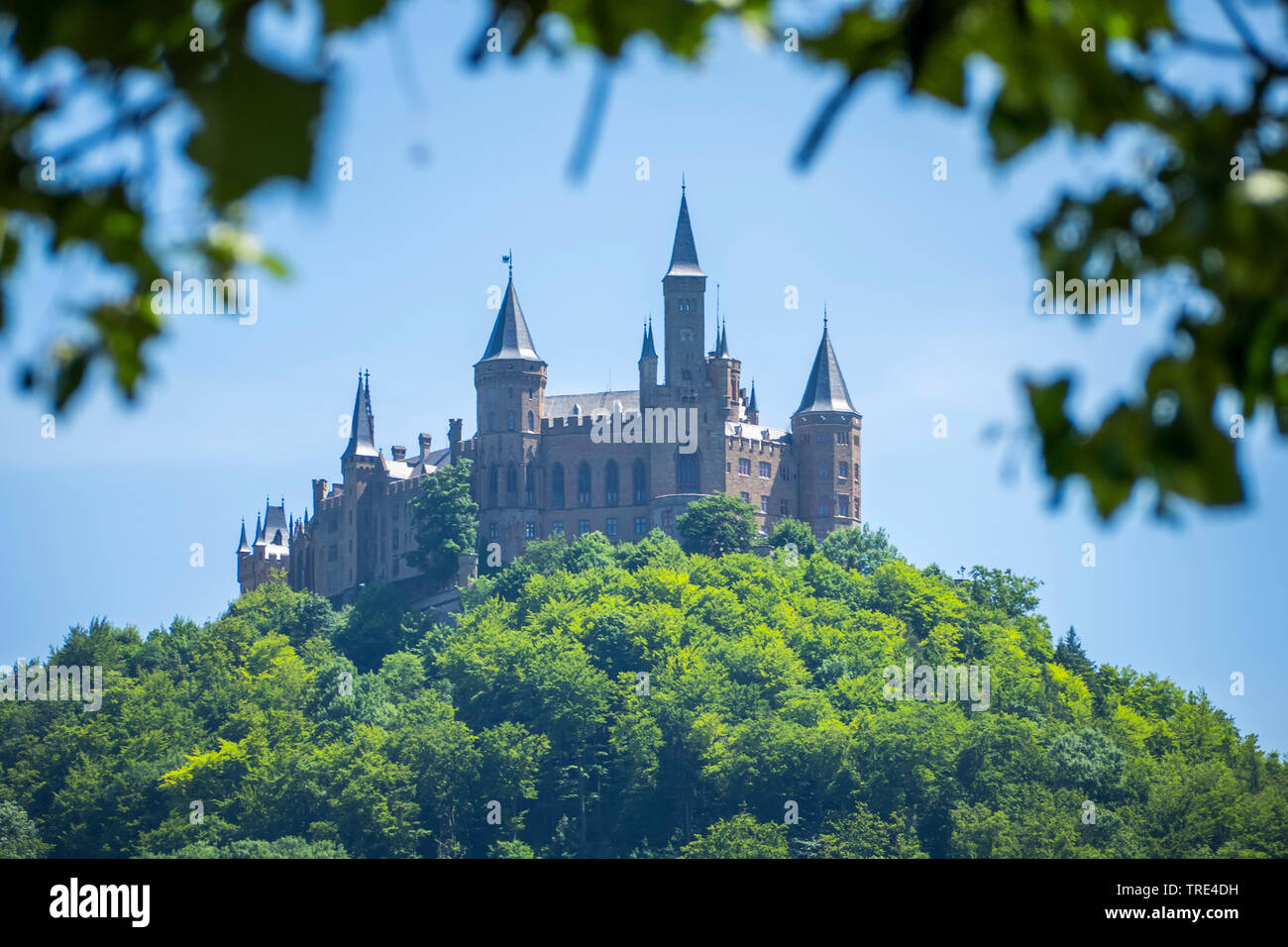 Castle Hohenzollern near by Bisingen in the state of Baden-Wuerttenberg, Germany, Germany, Baden-Wuerttemberg, Bisingen Stock Photo