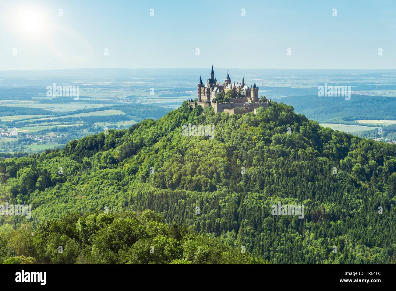 Castle Hohenzollern near by Bisingen in the state of Baden-Wuerttenberg, Germany, Germany, Baden-Wuerttemberg, Bisingen Stock Photo