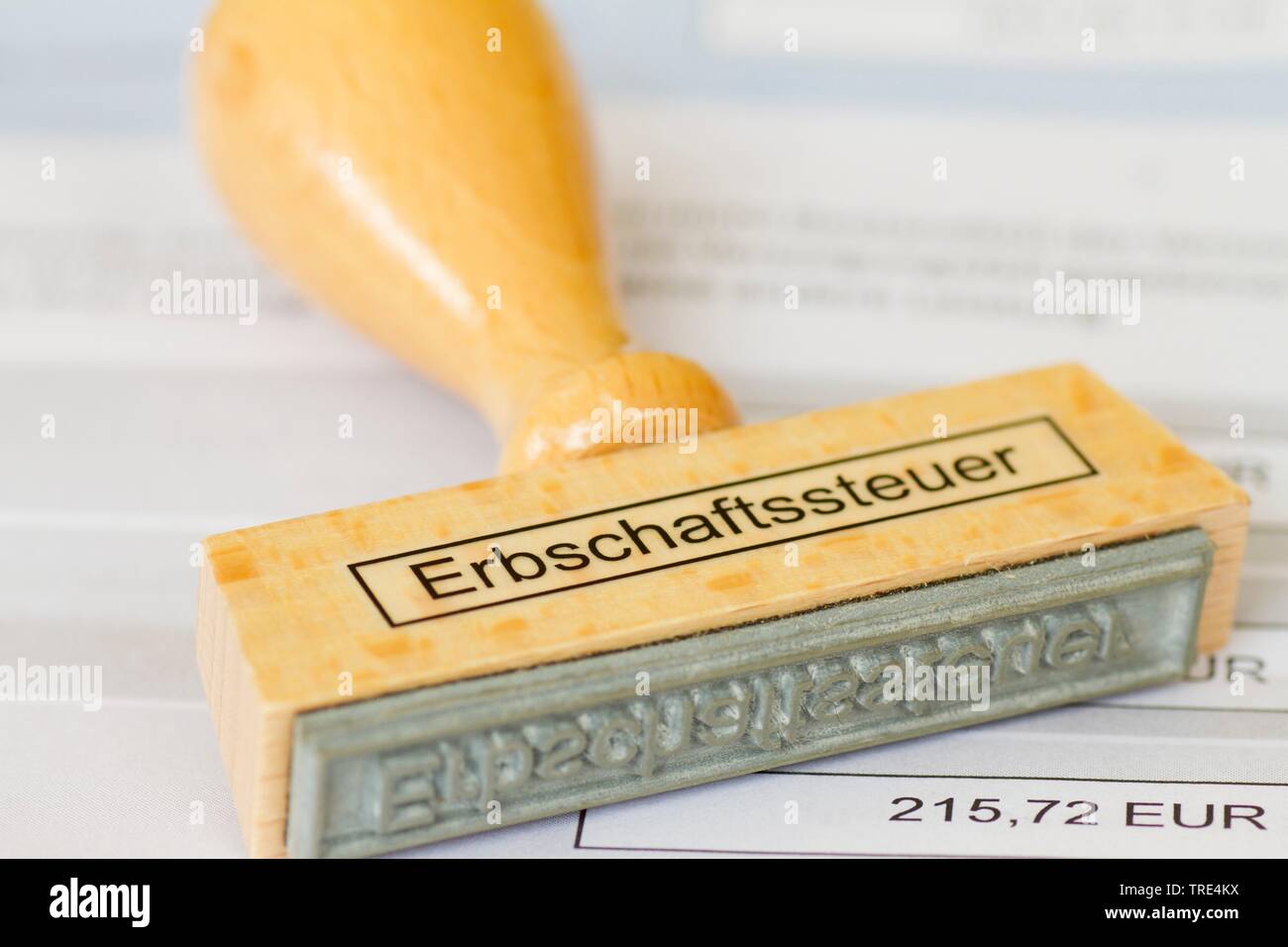 stamp lettering public revenue, Germany Stock Photo