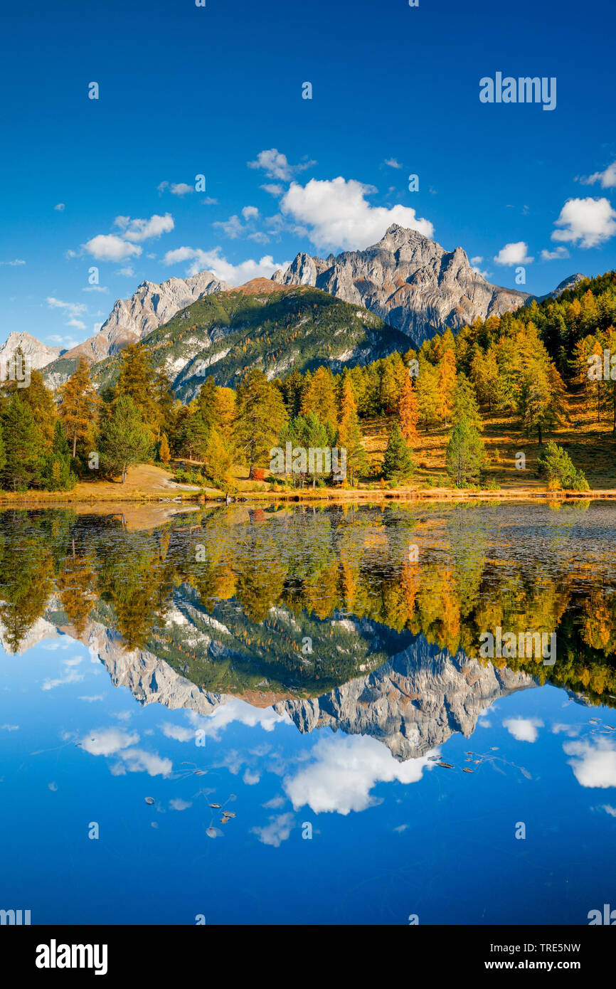 Lai Nair withPiz Lischana - 3105m and Piz San Jon Dadora - 3048m, Switzerland, Grisons Stock Photo