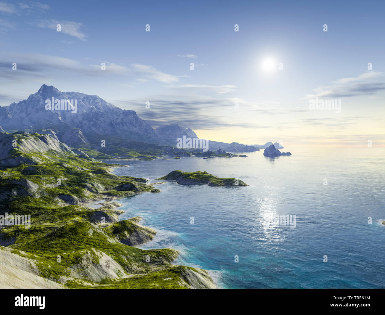coast landscape, computer graphic Stock Photo - Alamy