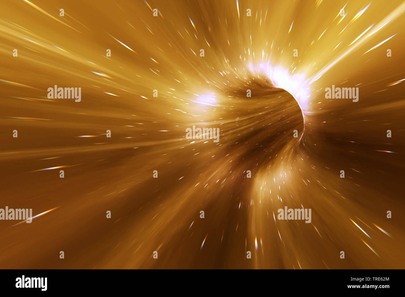 warp tunnel in space, computer graphic Stock Photo