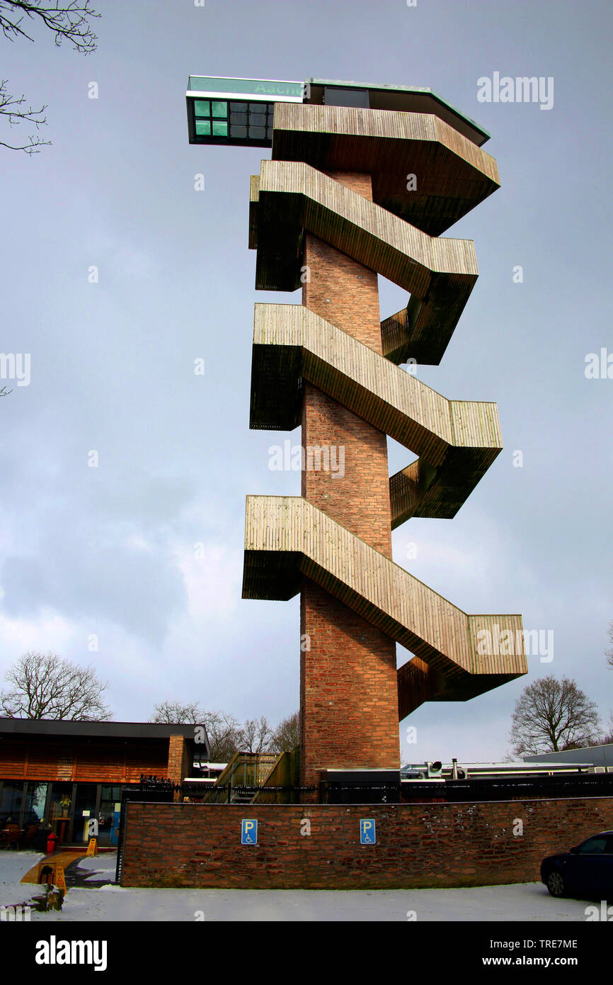 lookout tower at three country corner Germany, Belgium and Netherlands, Netherlands, Limburg, Vaals Stock Photo