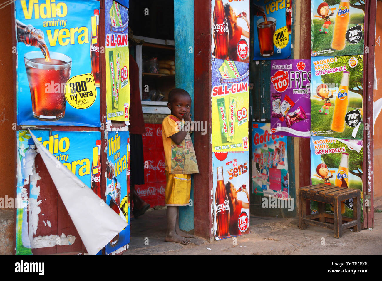 colorful kiosk, Madagascar, Fianarentsao Stock Photo