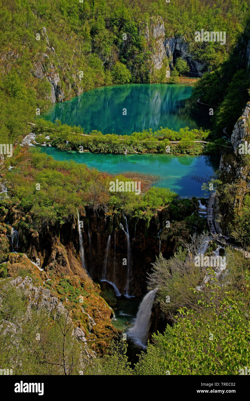 waterfalls at the Plitvice Lakes National Park, Croatia, Plitvice Lakes National Park Stock Photo