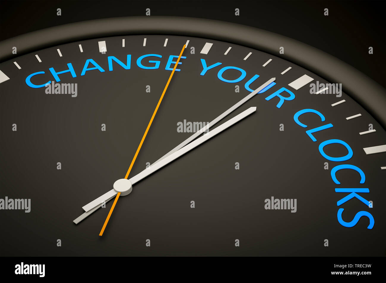 3D computer graphic, clock lettering CHANGE YOUR CLOCKS Stock Photo Alamy