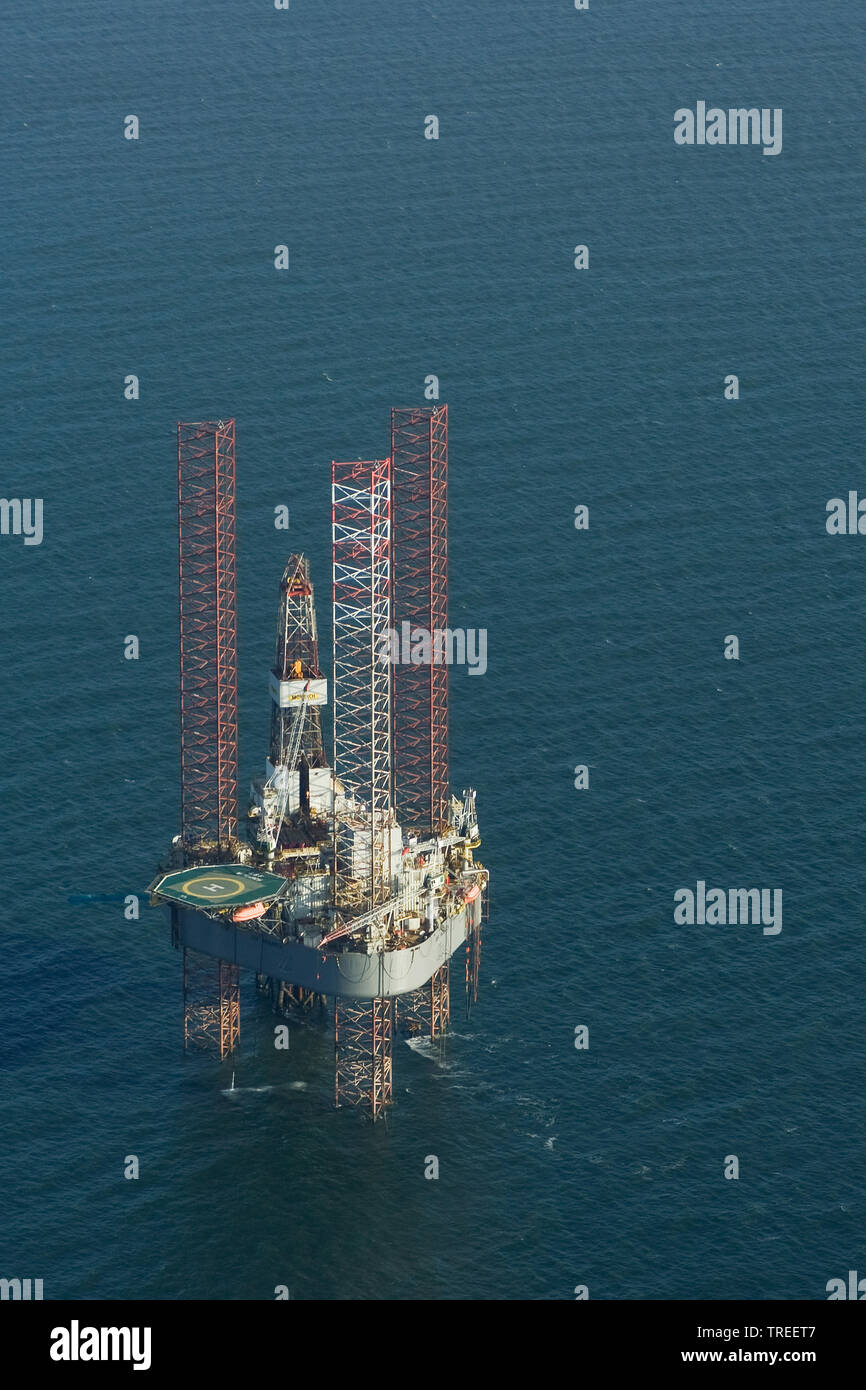 Oil Rig in the wadden sea, Netherlands, Frisia Stock Photo