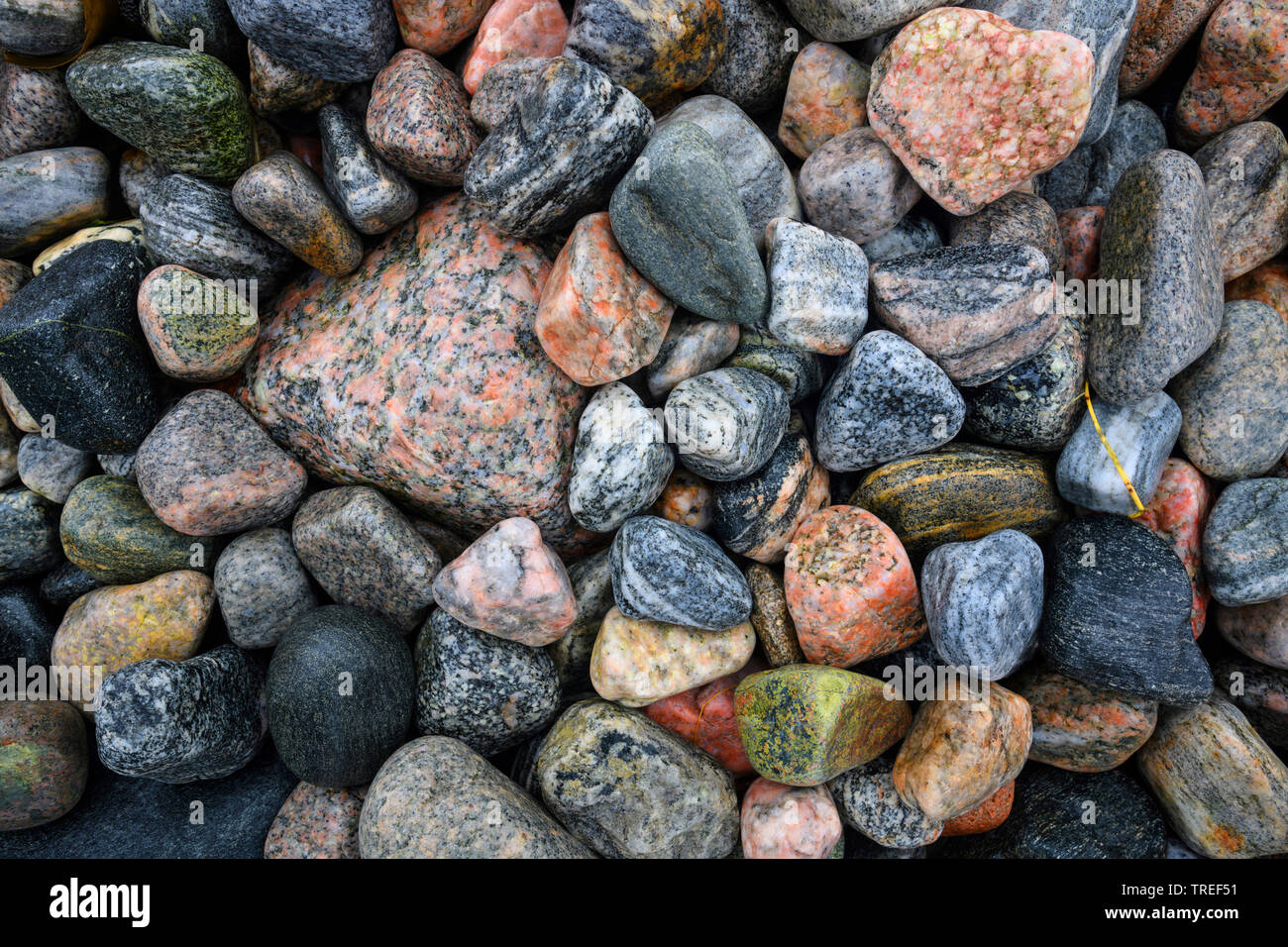 colorful stones on the beach, Norway Stock Photo