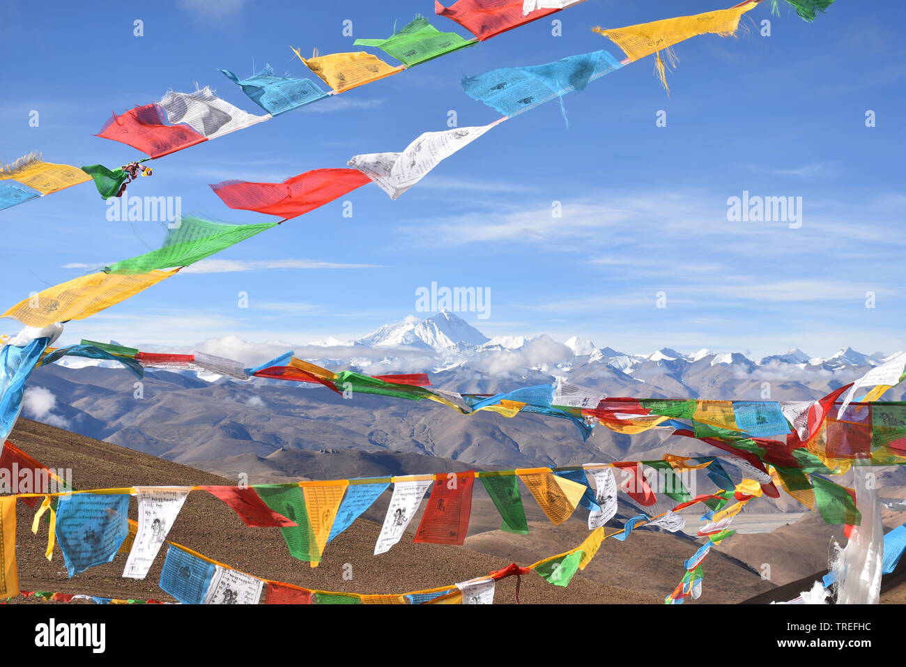Mount Everest view from Tibet Stock Photo