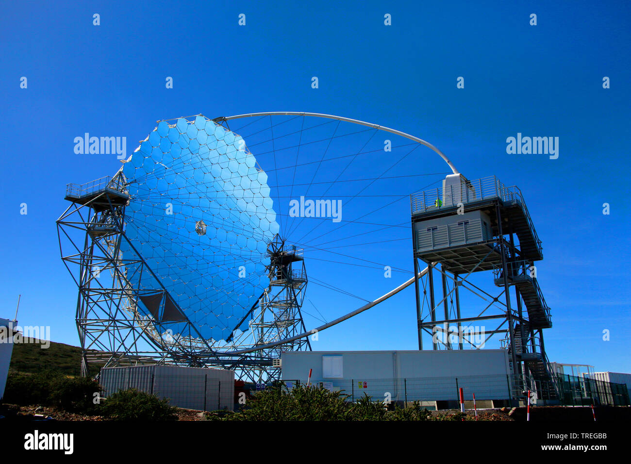 MAGIC telescope at the Roque de los Muchachos Observatory, Canary Islands, La Palma, El Paso Stock Photo