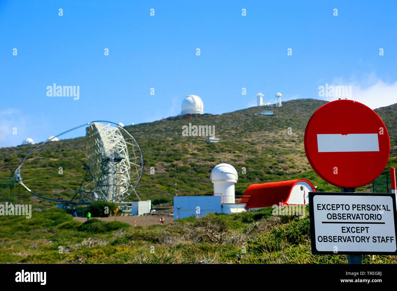 MAGIC telescope and observatory at the Roque de los Muchachos, Canary Islands, La Palma, El Paso Stock Photo