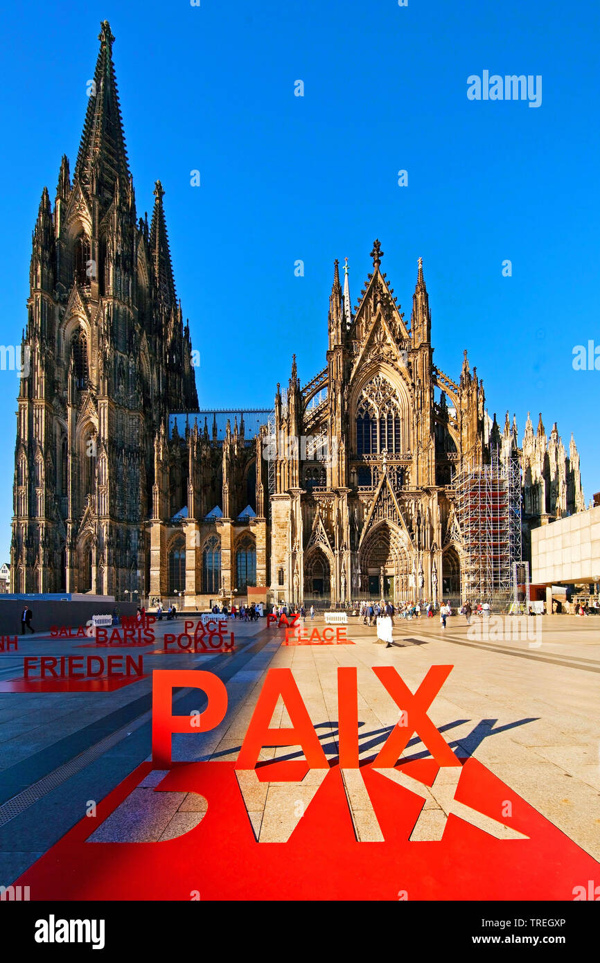 Cologne Cathedral, pilgrimage 2018 in remembrance of the end of the First World War, Germany, North Rhine-Westphalia, Cologne Stock Photo