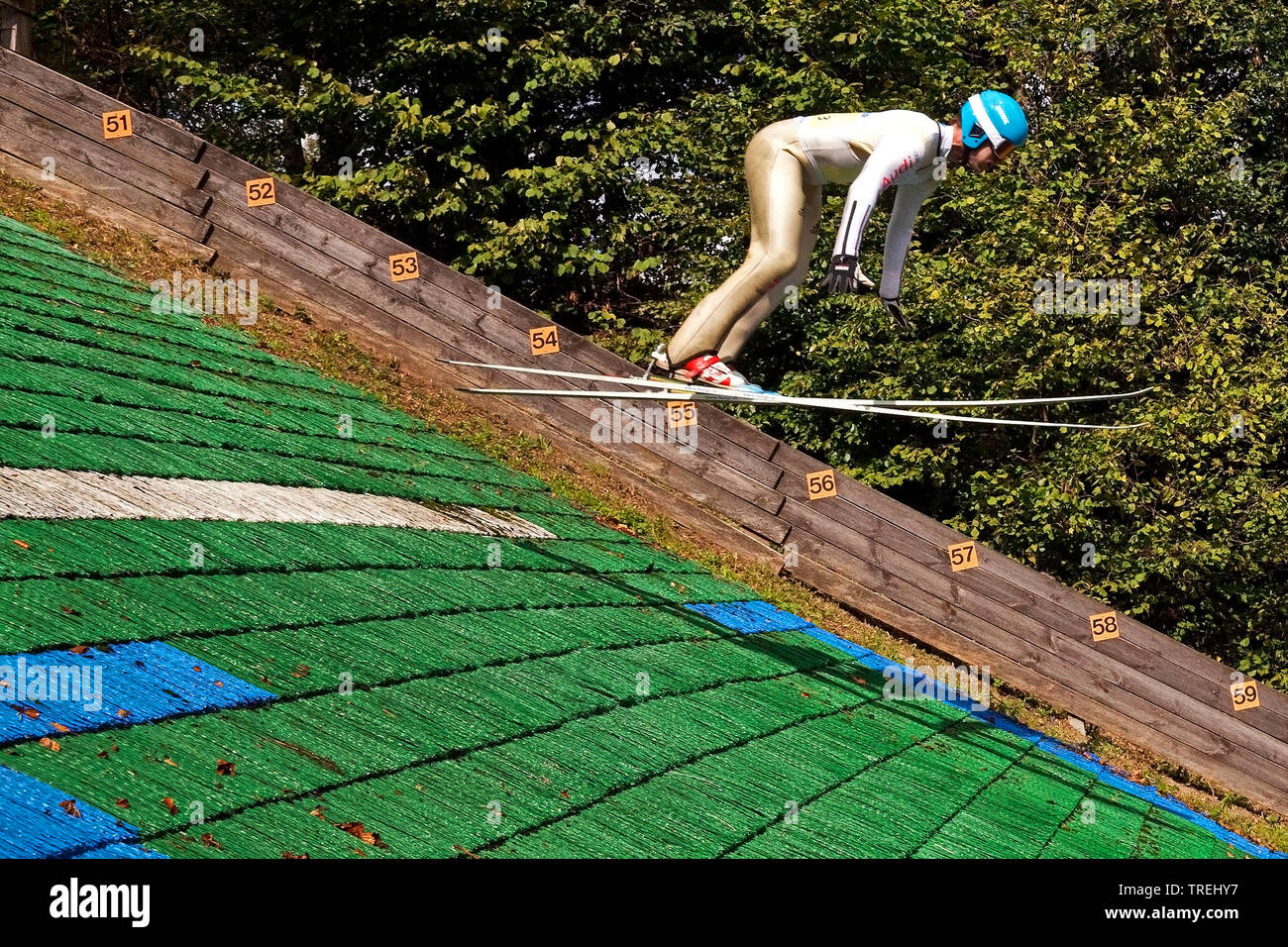 ski jumper shortly before landing, Meinhardus ski jumping hill in