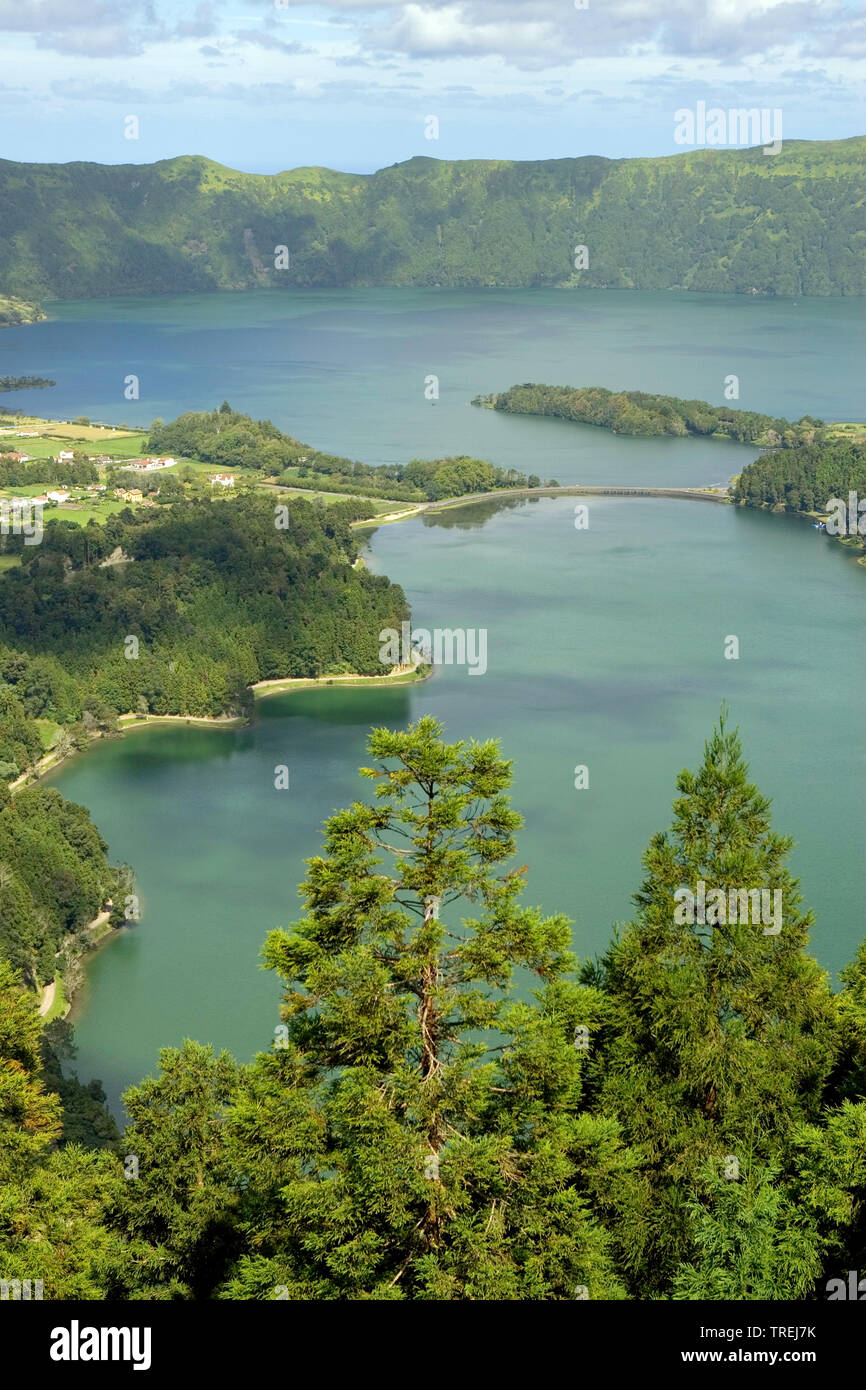 Twin Lakes, Azores, Sao Miguel, Sete Cidades Stock Photo