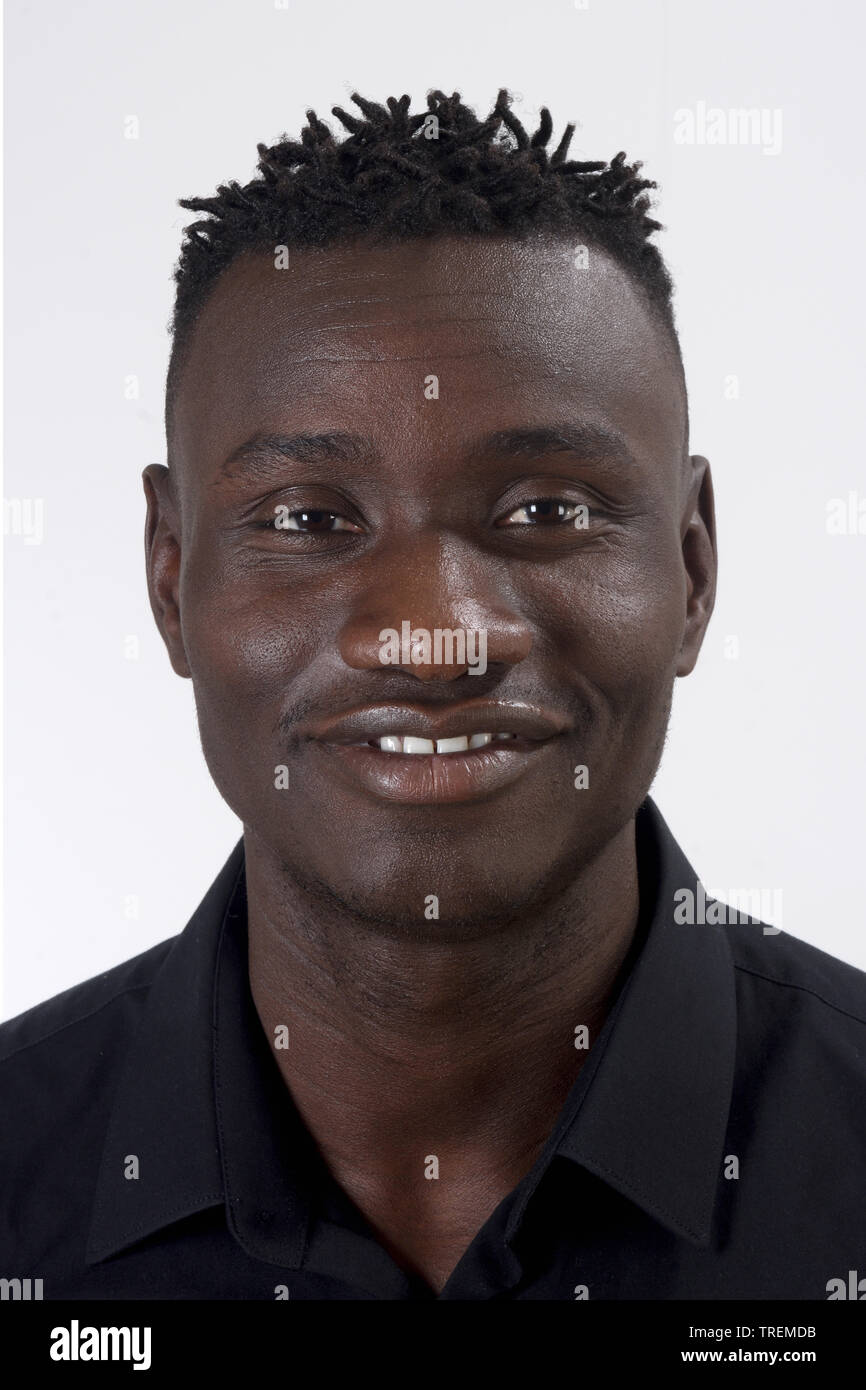 portrait of a african man face,on white background Stock Photo