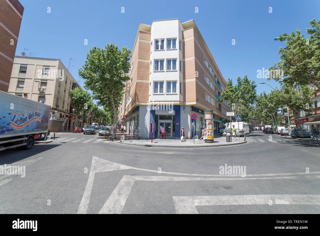 Cordoba, Spain - May 30th, 2019: Santa Rosa neighborhood. Cordoba, Spain. Almogavares Avenue Stock Photo