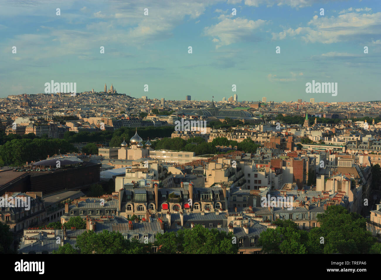 Looking towards Montmartre from first floor of Eiffel Tower, Paris