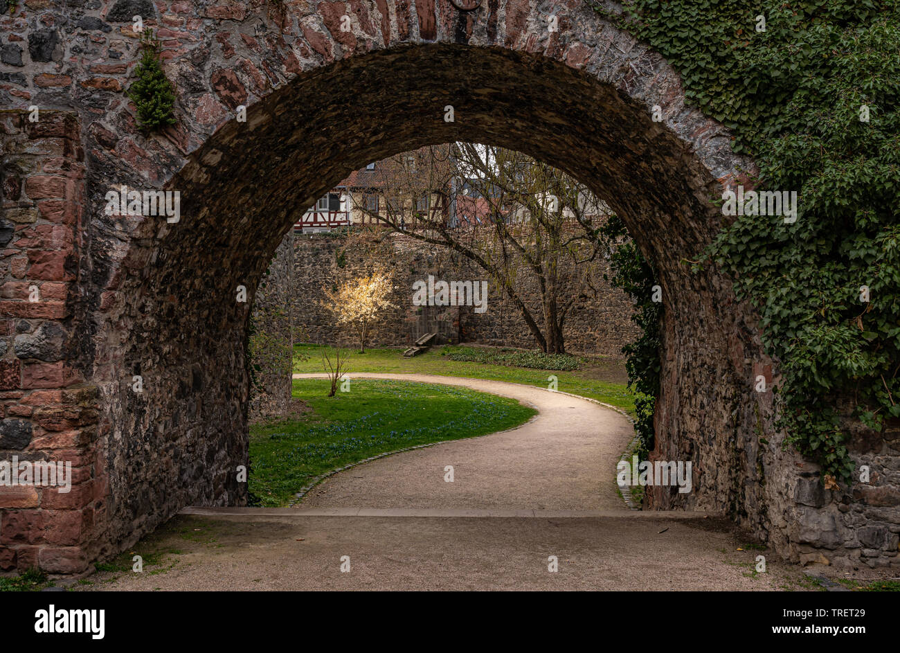 archway in medieval castle of hoechst, Frankfurt, germany Stock Photo