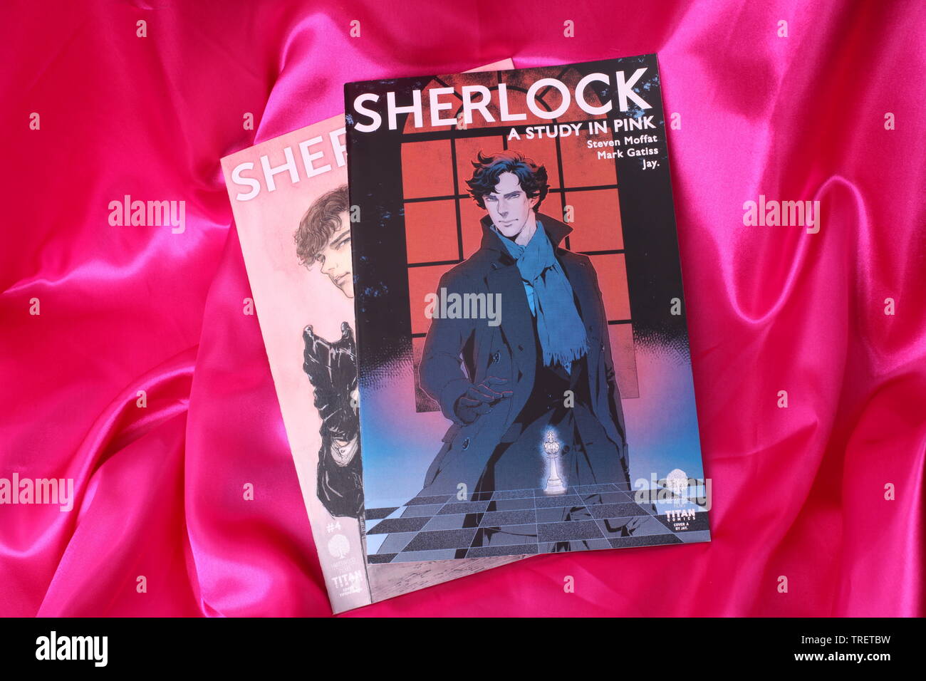 A study in Pink - Sherlock Holmes graphic novel based on the TV Series Sherlock by Steven Moffat and Mark Gatiss, Manga adaption by Jay Stock Photo