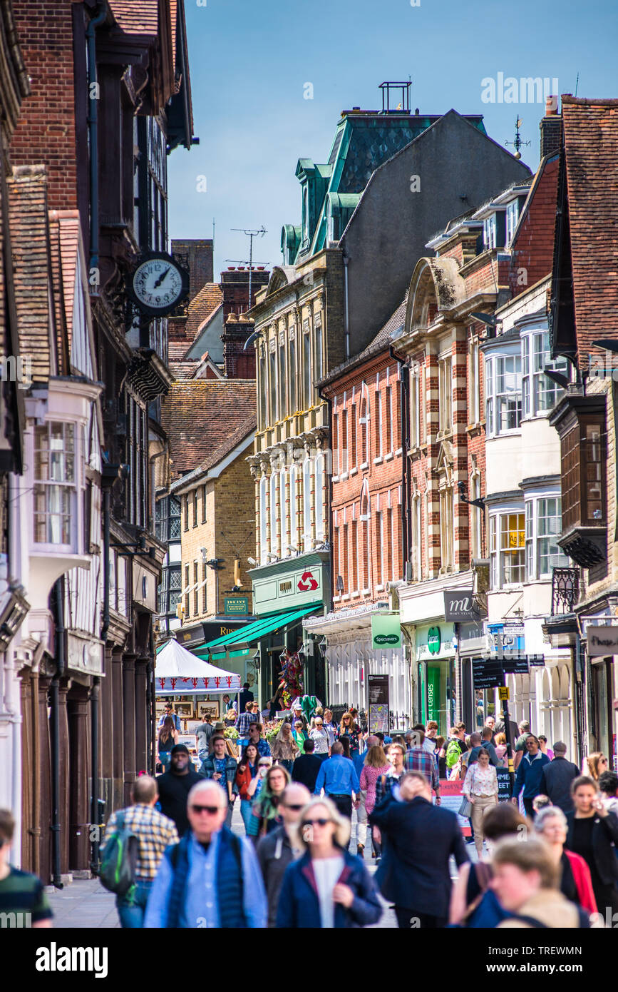 Pedestrianised high street centre winchester hi-res stock photography ...