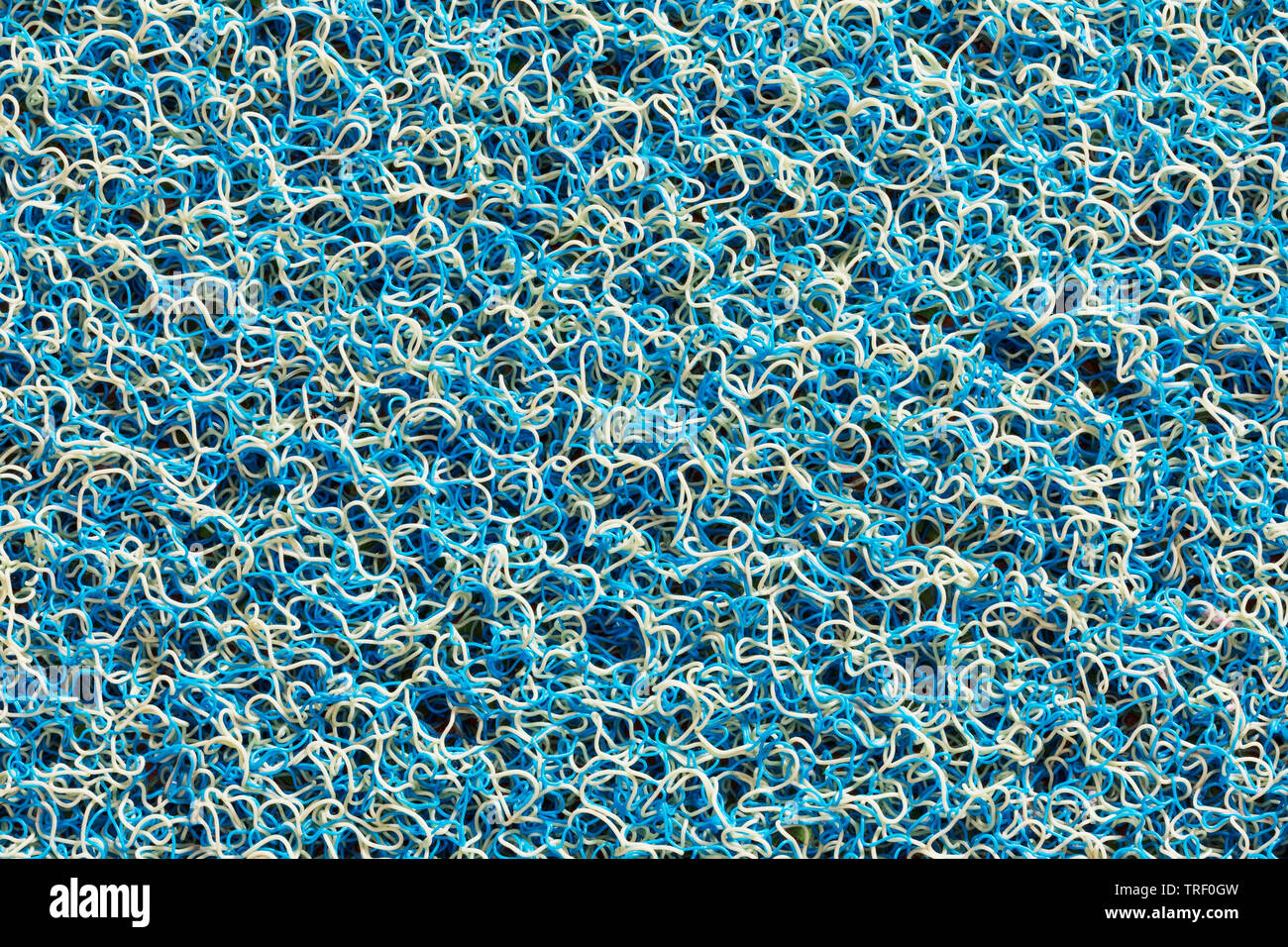 Plastic threads of carpet Blue and White texture Background Stock Photo