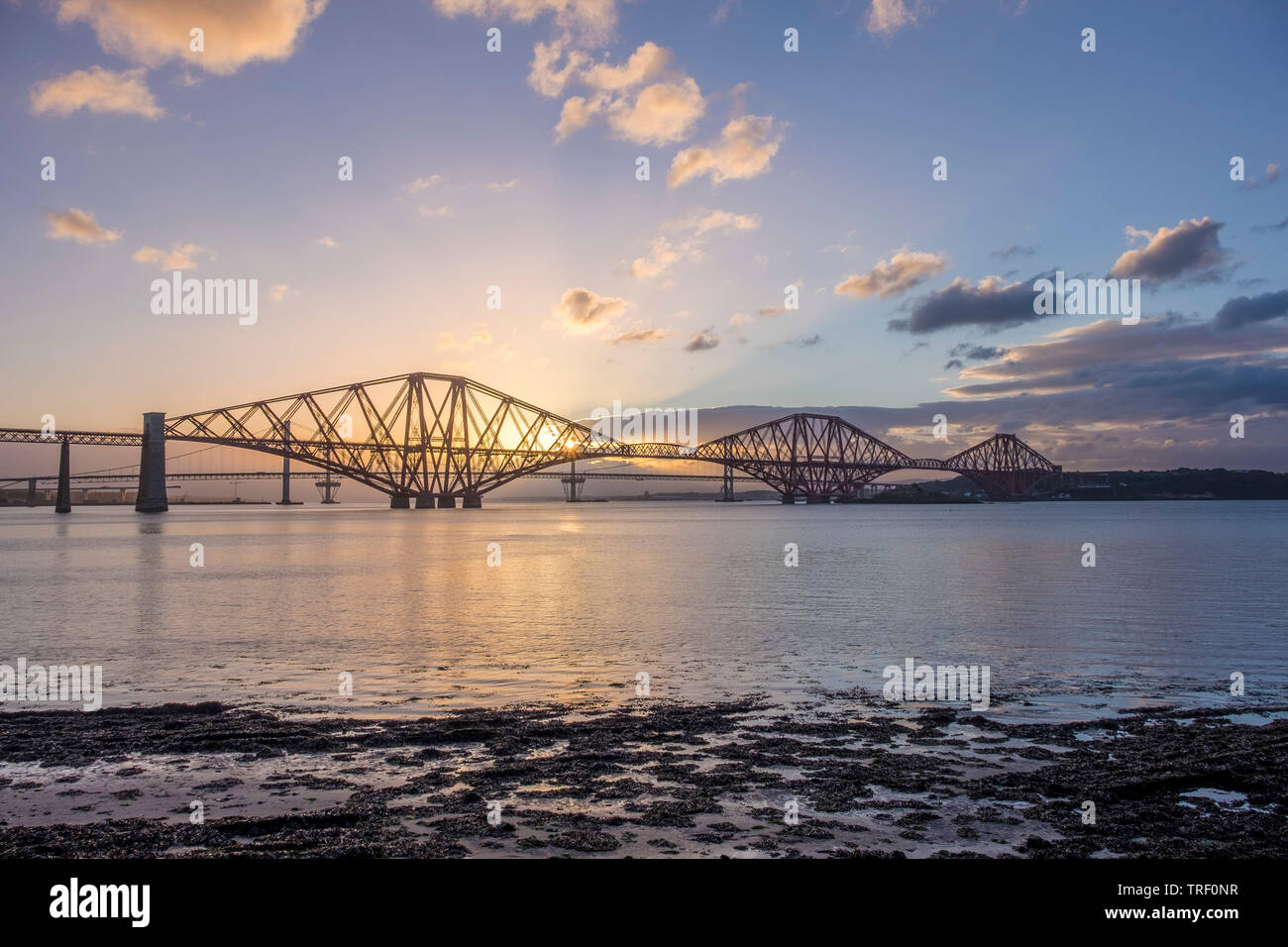 Forth Bridges sunset Stock Photo