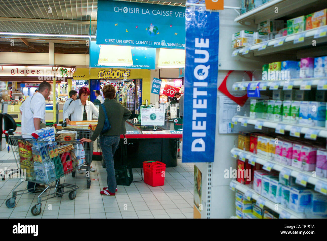 Auchan Hypermarket, checkout, Ecully, France Stock Photo