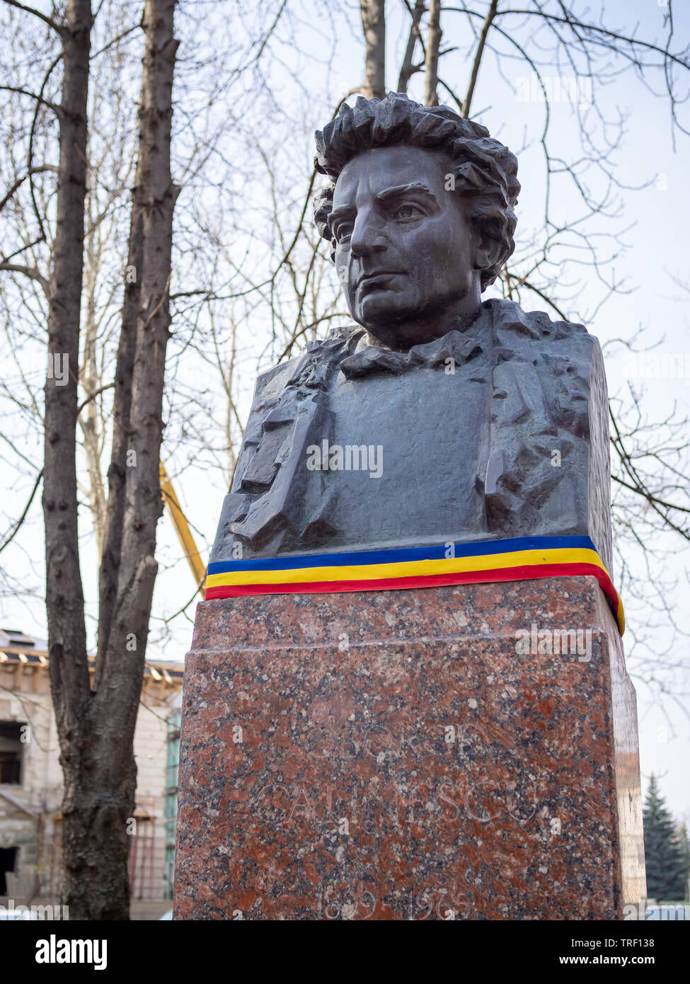 CHISINAU, MOLDOVA-MARCH 21, 2019: George Calinescu bust by Serghei Ganenko in the Alley of Classics Stock Photo