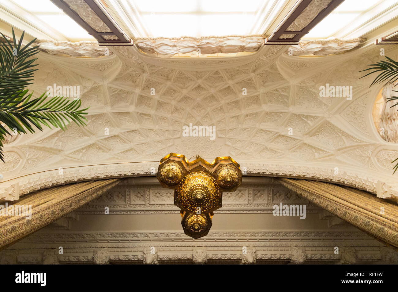 The highly elaborate and decorated ceiling of the Durbar Room at