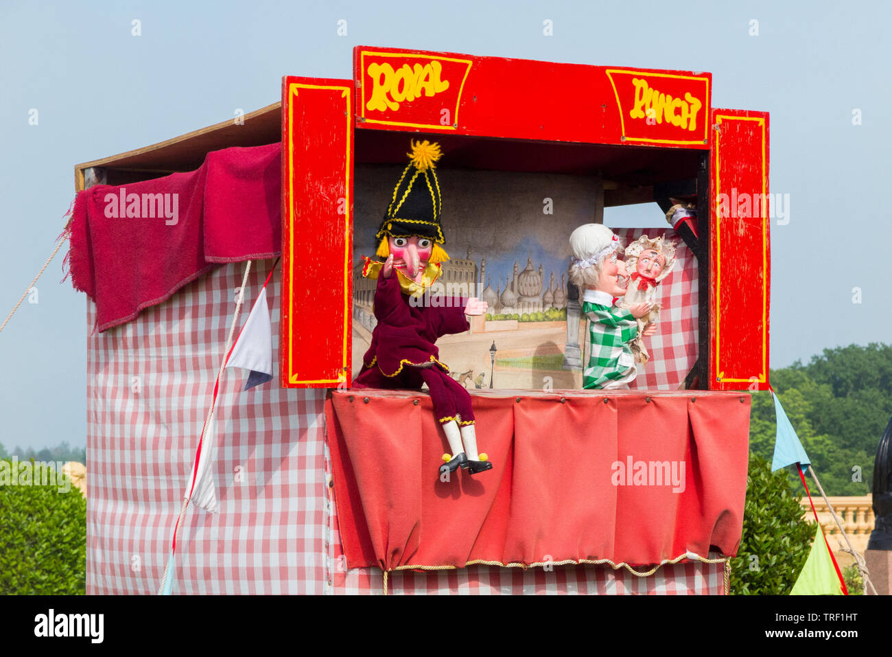 Punch and Judy show theatre stage and puppets entertains the