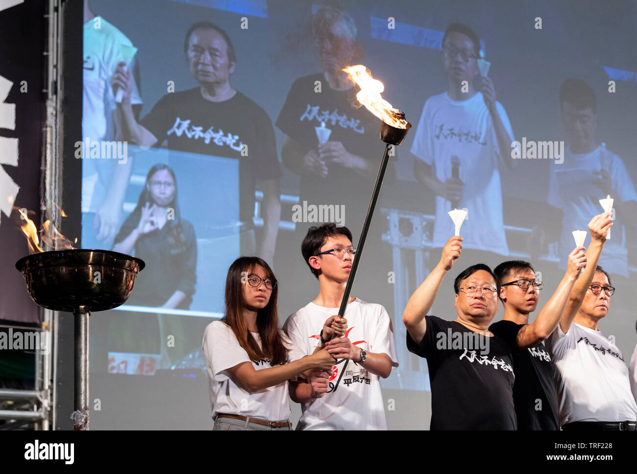 Hong Kong. 04th June, 2019. A candlelit vigil takes place in Hong KongÕs Victoria Park to mark the 30th Anniversary of the Tiananmen Square massacre in Beijing China in 1989. As the only location on Chinese soli that such a rally is allowed, the crowds are overflowing people fear the ever deteriorating human rights in China. Alamy Live News Credit: Jayne Russell/Alamy Live News Stock Photo