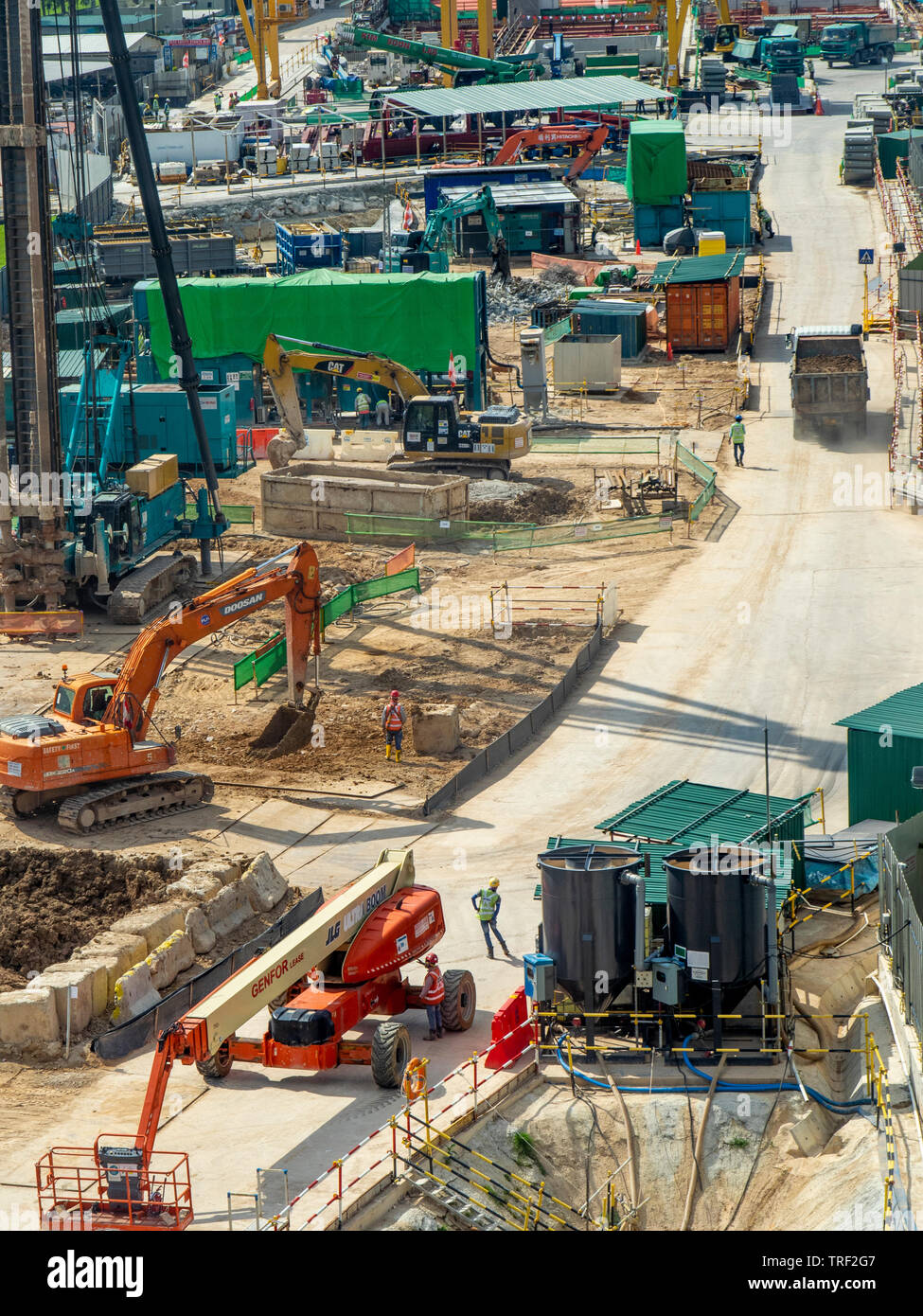 East Coat Line construction site of Founders' Memorial MRT station (TE22A) located within the Bay East Garden Singapore. Stock Photo