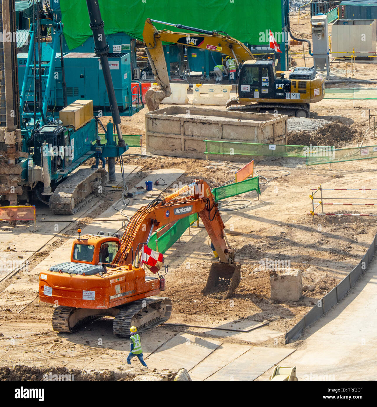 East Coat Line construction site of Founders' Memorial MRT station (TE22A) located within the Bay East Garden Singapore. Stock Photo