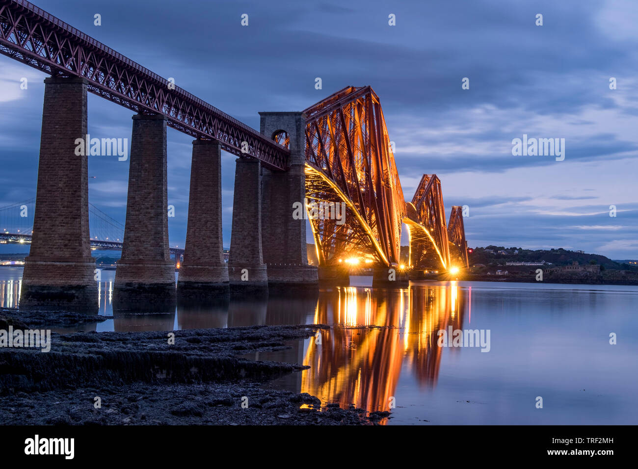 Forth Rail Bridge at dusk Stock Photo