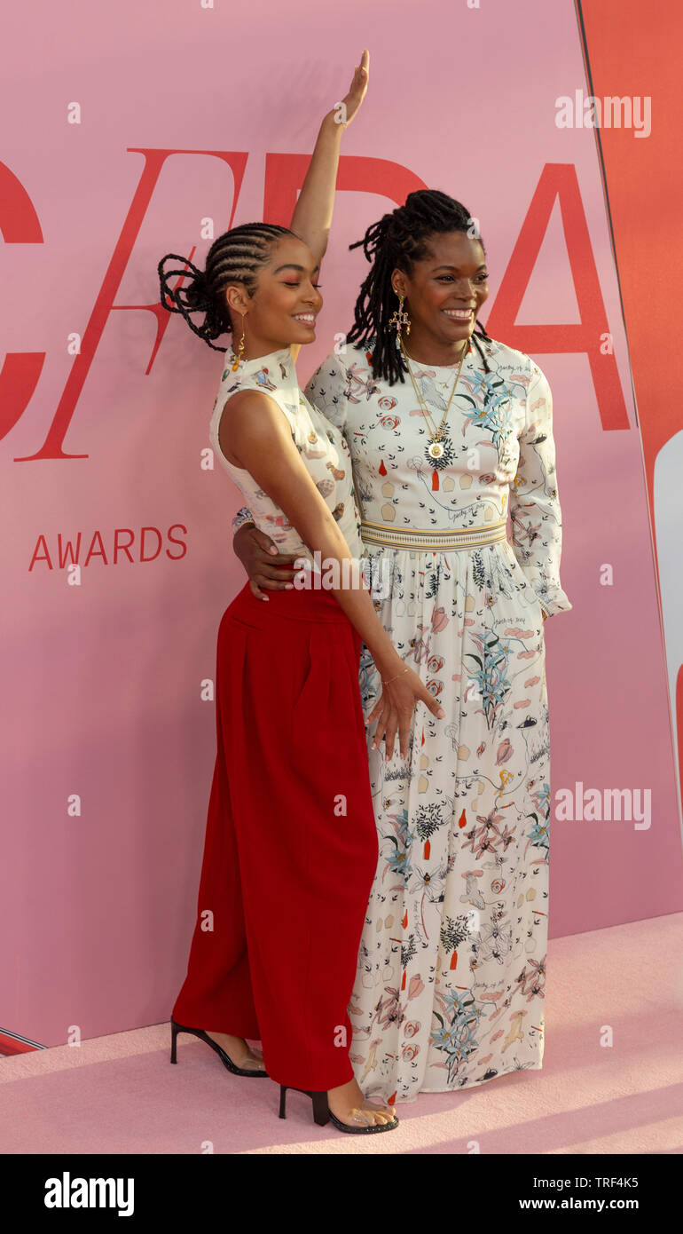 New York, NY - June 3, 2019: Yara Shahidi wearing dress by Monse and