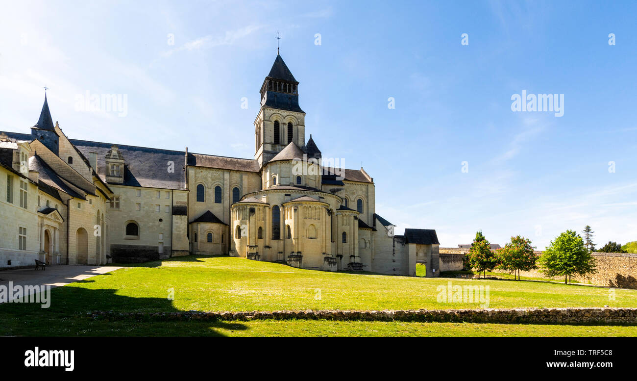 Chevet of the abbey church of Fontevraud Abbey, Fontevraud l'Abbaye, Maine-et-Loire, Pays de la Loire, France Stock Photo