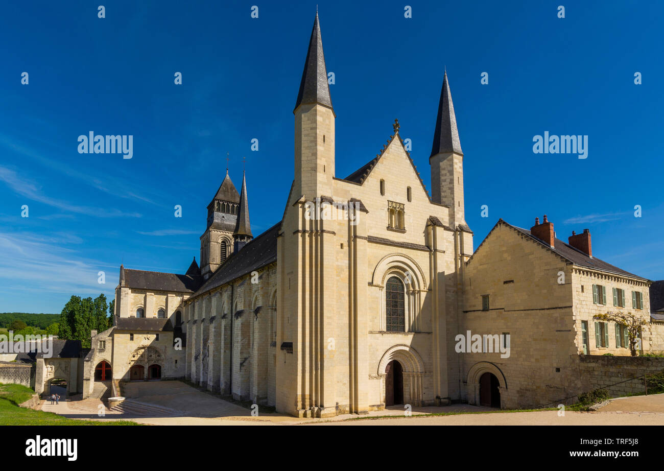 Chevet of the abbey church of Fontevraud Abbey, Fontevraud l'Abbaye, Maine-et-Loire, Pays de la Loire, France Stock Photo