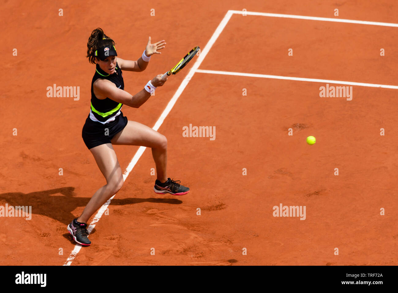 Paris, France. 4th June, 2019. Johanna Kontag from Great Britain during her 4th rd victory at the 2019 French Open Grand Slam tennis tournament in Roland Garros, Paris, France. Frank Molter/Alamy Live news Stock Photo