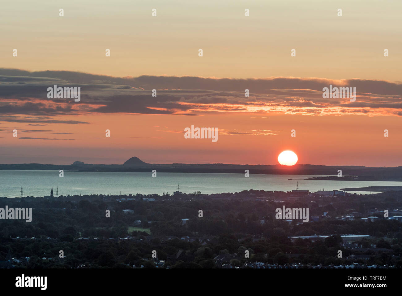 Firth of Forth and North Berwick Law at sunrise Stock Photo