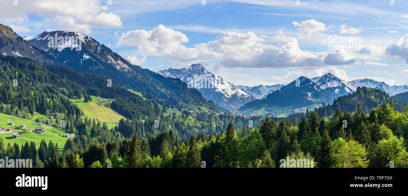 Afternoon view to the Kleinwalsertal in early summertime Stock Photo
