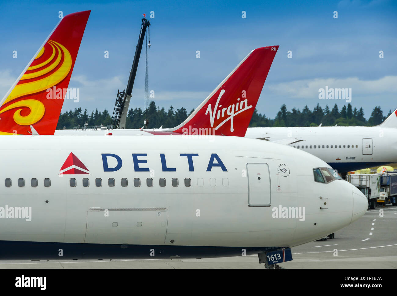 SEATTLE AIRPORT, WA, USA JUNE 2018 Front of a Delta Airlines