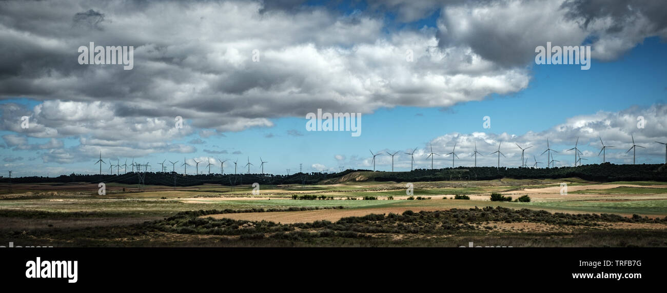 Wind Farm near Zaragoza in Spain Stock Photo