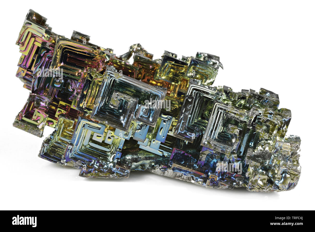 bismuth crystal isolated on white background Stock Photo