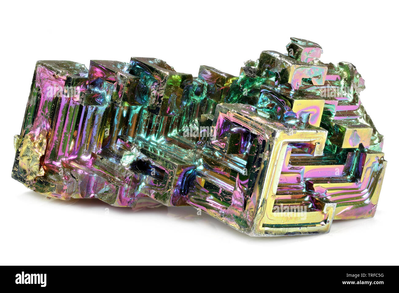 bismuth crystal isolated on white background Stock Photo