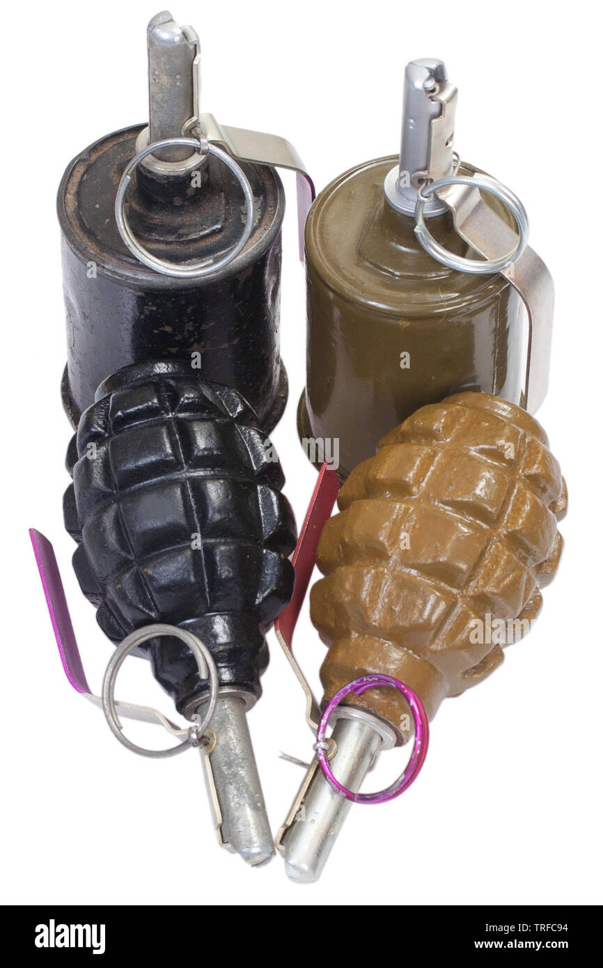 Russian hand grenades isolated on a white background Stock Photo - Alamy