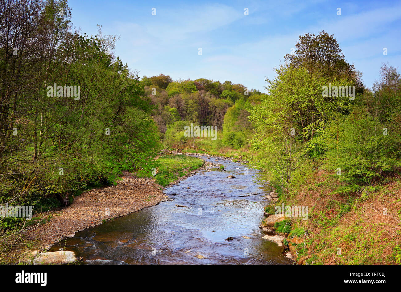 Pendle Water,  viewed from Quaker Bridge, Brierfield, Nelson, Lancashire Stock Photo