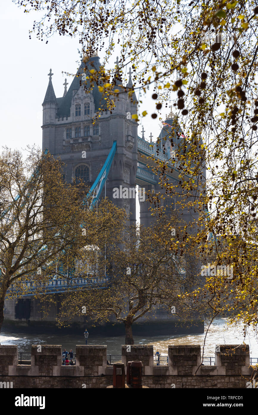 The view of Tower Bridge from the Tower of London, United Kingdom Stock Photo