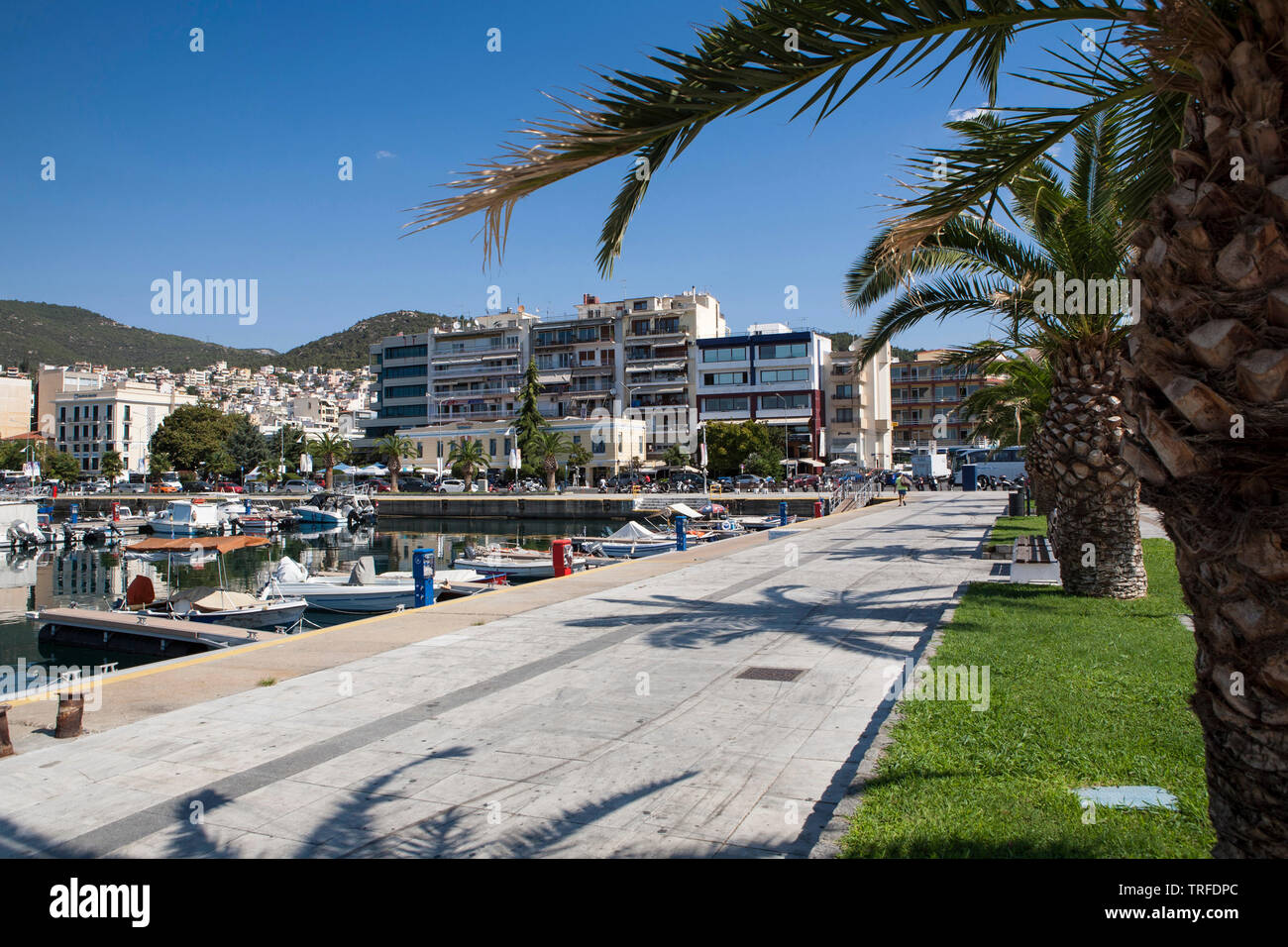 port of Kavala, coastal promenade, Greece, Eastern Europe Stock Photo