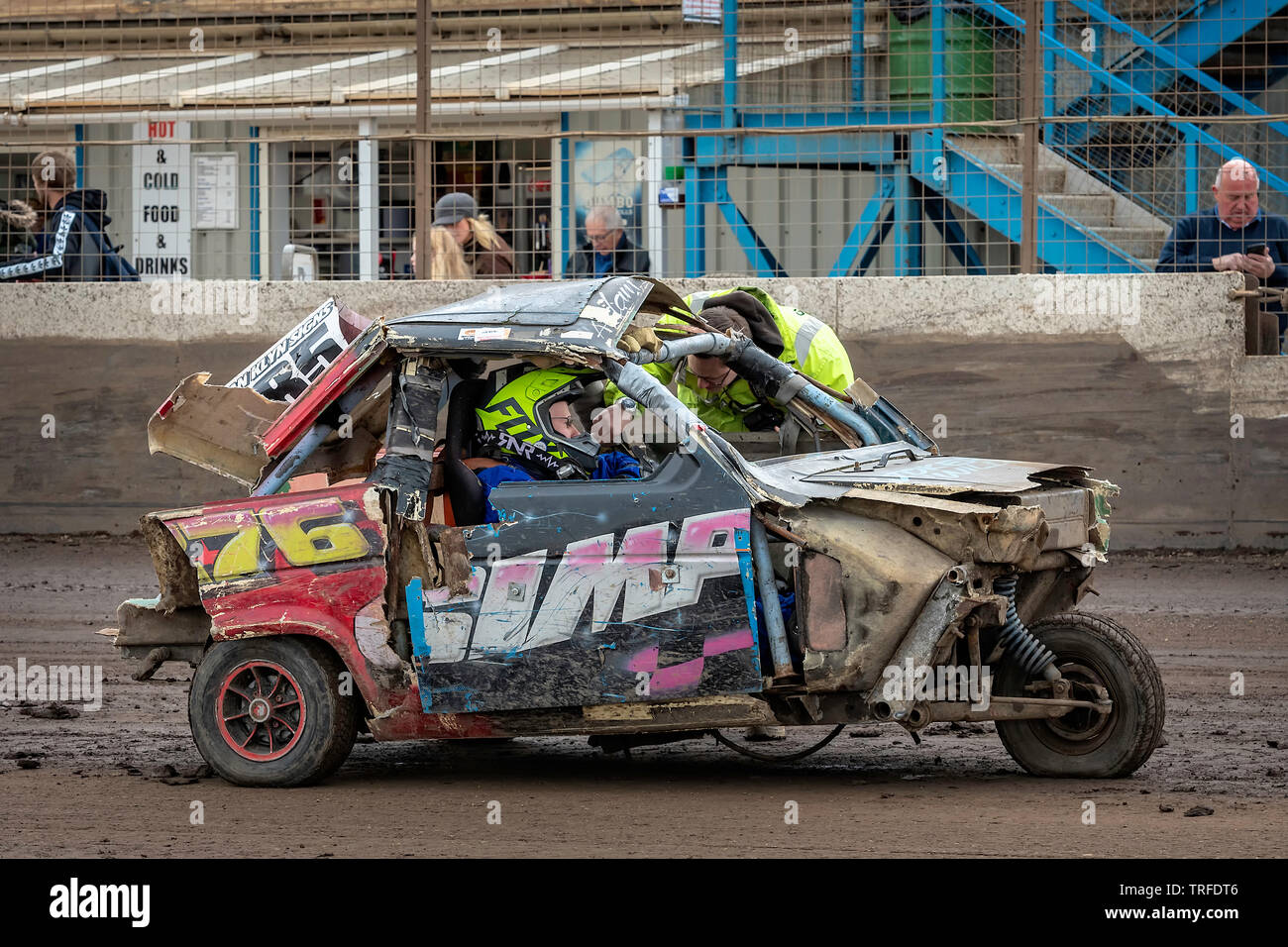 Reliant robins racing at the Adrian Flux Arena, Kings lynn, norfolk, UK Stock Photo